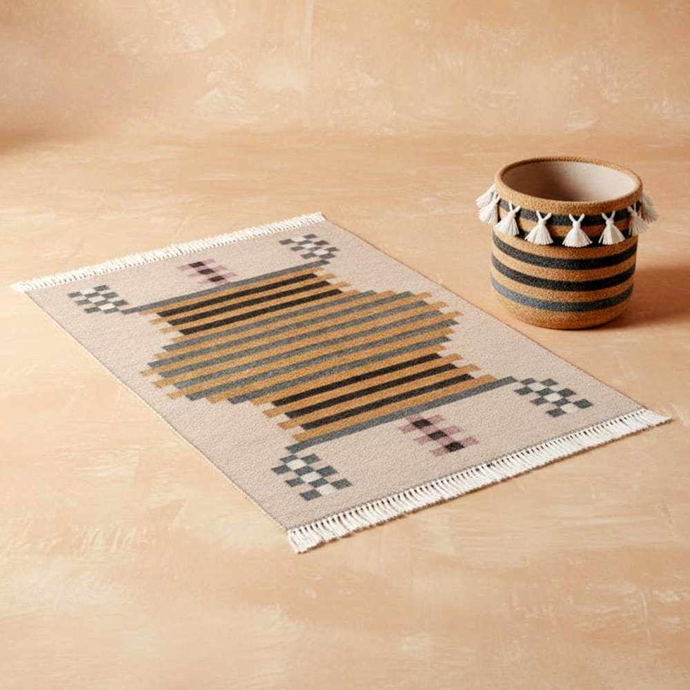 Handcrafted Wool Multicolor Vintage Dhurrie For Living